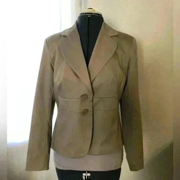Worthington Khaki Beige Light Brown Career Blazer Jacket Women 8 Petite - Picture 3 of 10